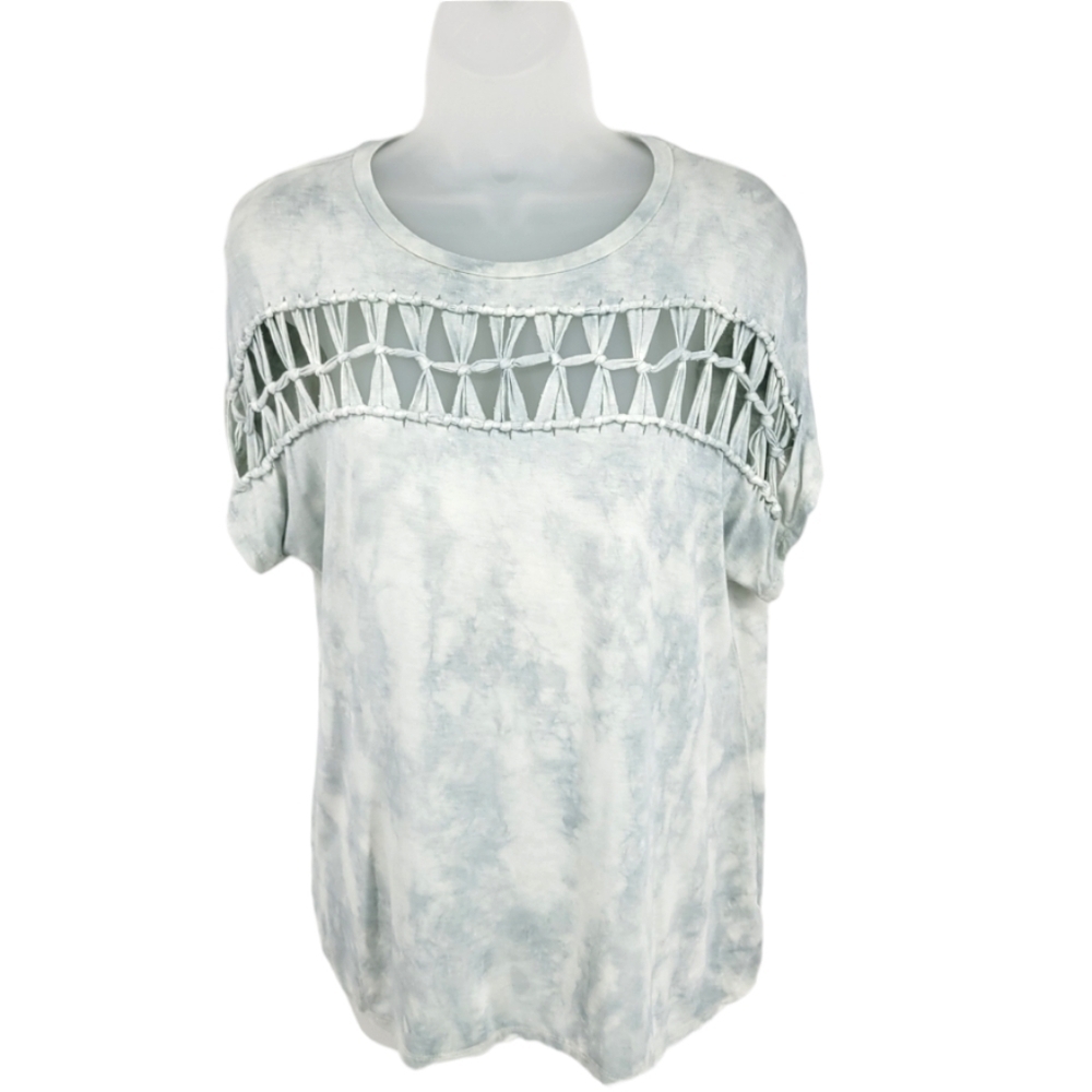 American Eagle Blue Tie Dye Knotted‎ Cut Out Tee Size S
